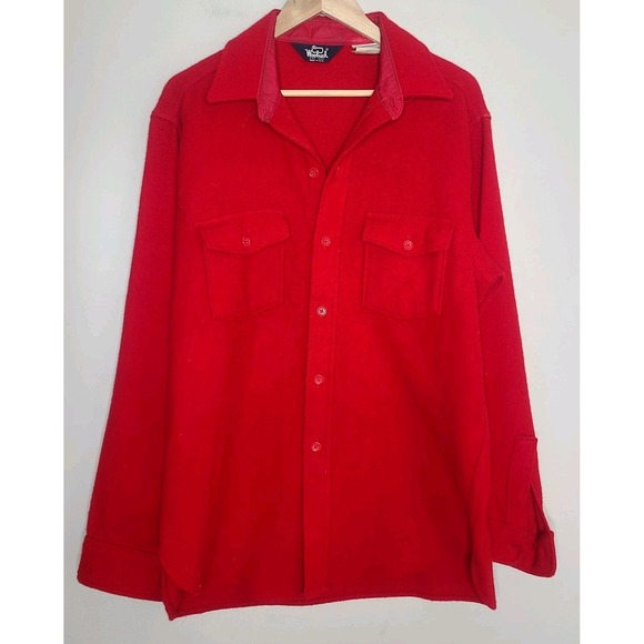 Woolrich Other - Vintage 90s Woolrich Flannel Size Large Red Button Up Long Sleeve Wool Blend USA